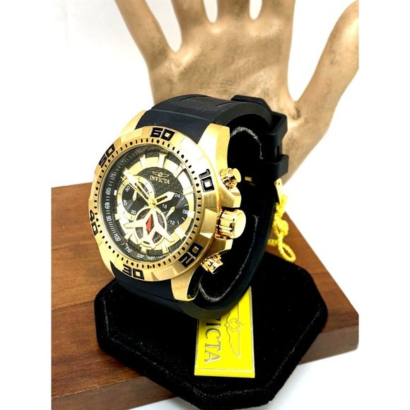 Invicta Men's Watch 21738 Aviator Quartz Chronograph Gold Black Rubber Band 48mm - Picture 15 of 15